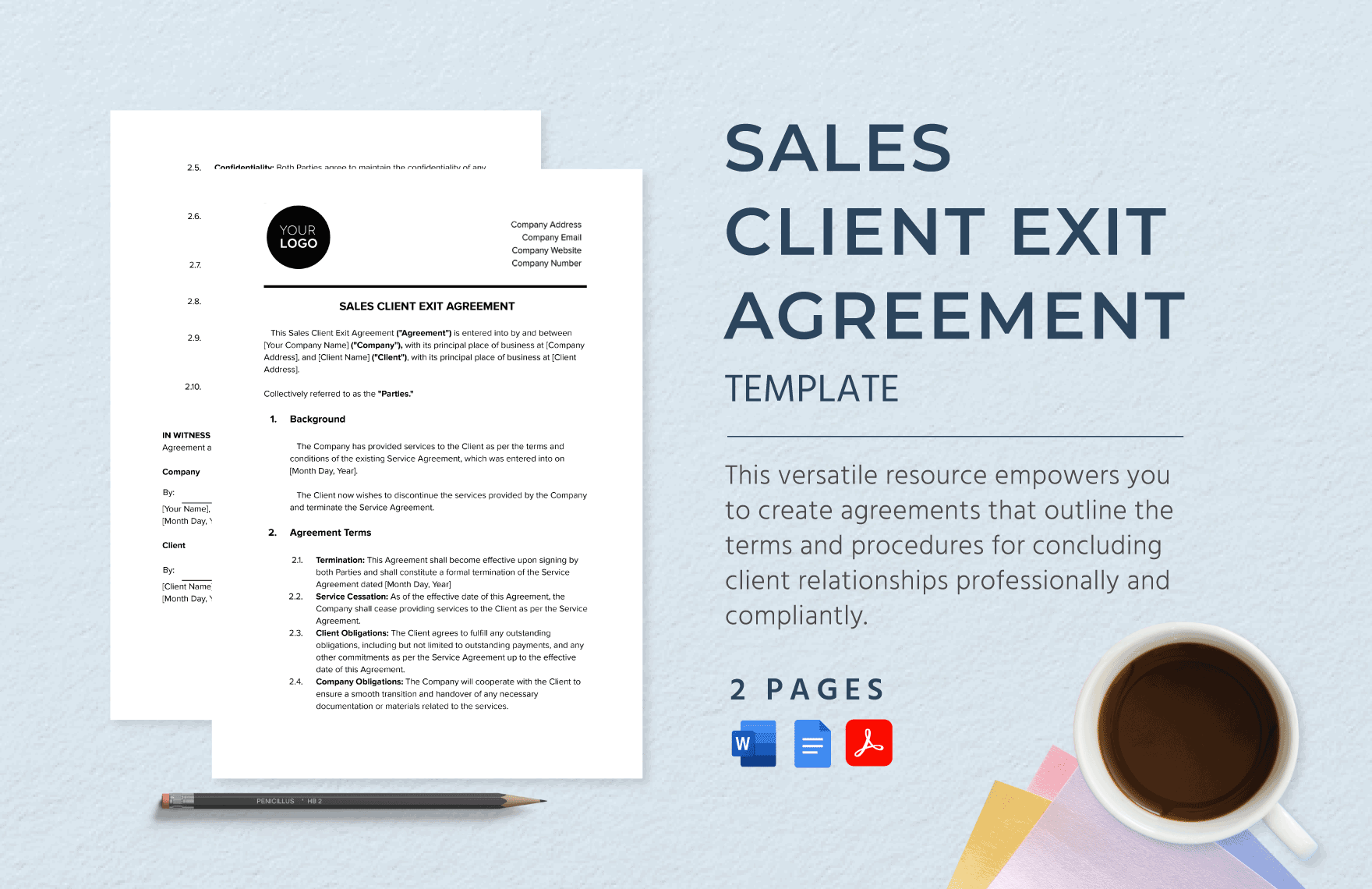 Sales Client Exit Agreement Template in Word, Google Docs, PDF