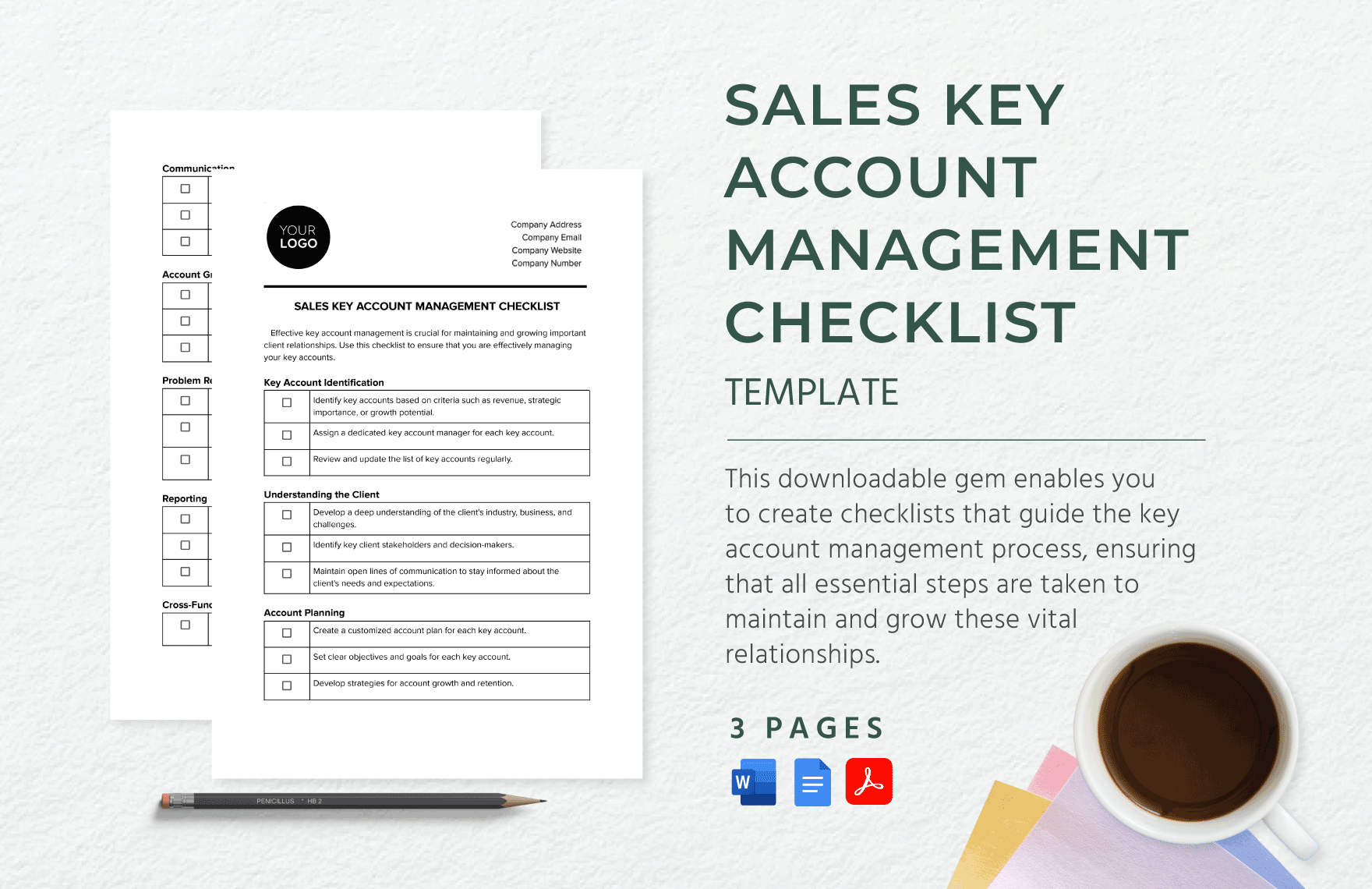 Sales Key Account Management Checklist Template in Word, Google Docs, PDF