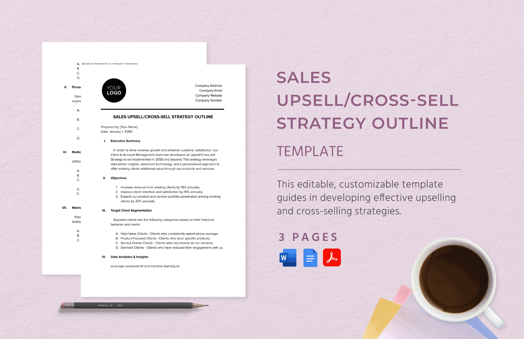 Sales Upsell/Cross-sell Strategy Outline Template in Word, Google Docs, PDF