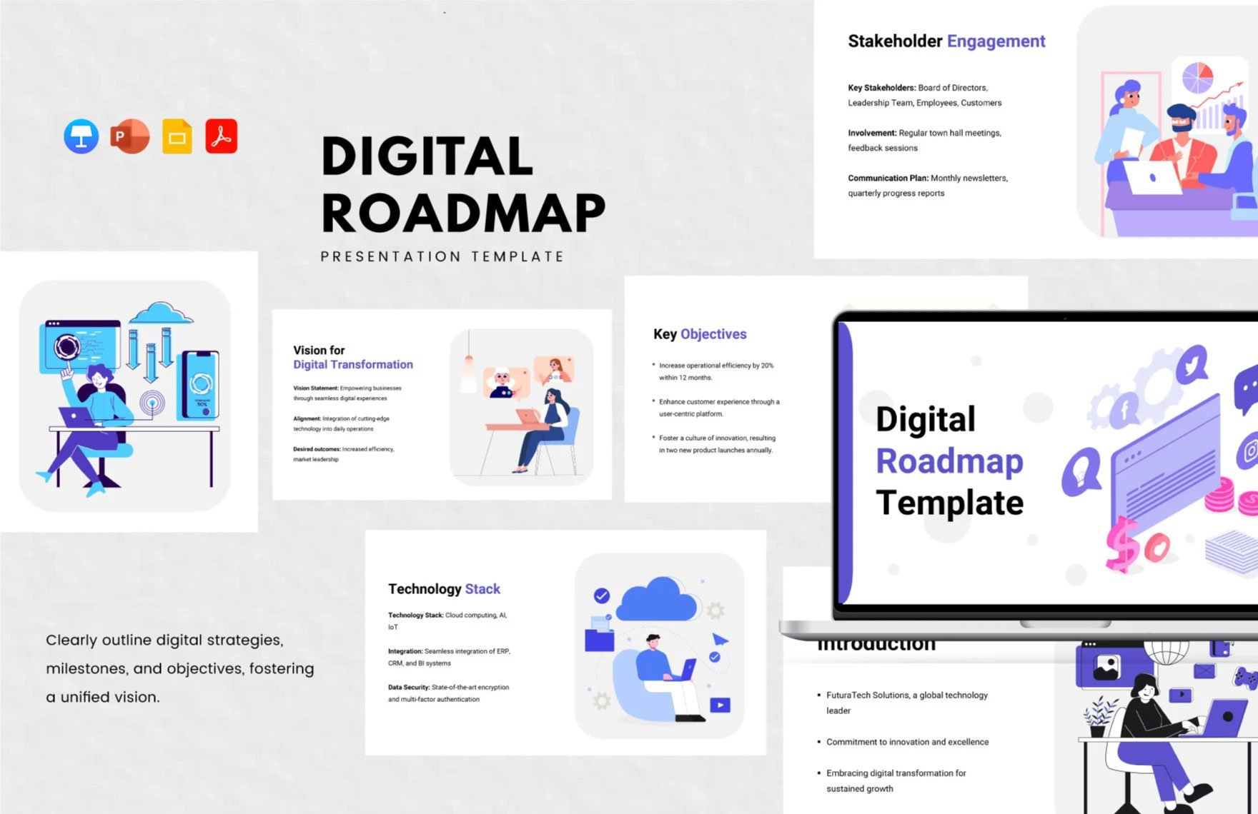 Free Digital Roadmap Template in PDF, PowerPoint, Google Slides, Apple Keynote