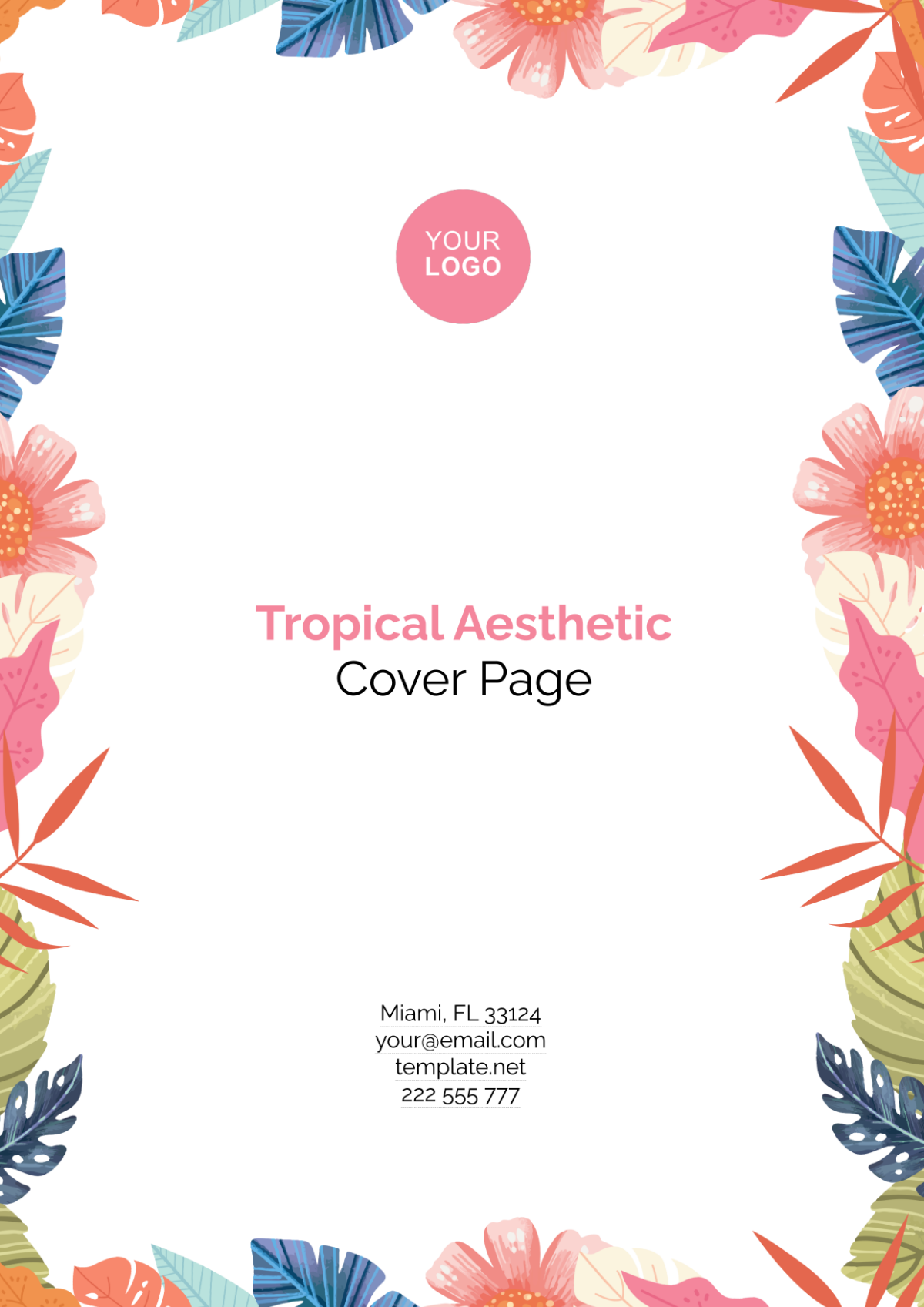 Free Tropical Aesthetic Cover Page Template