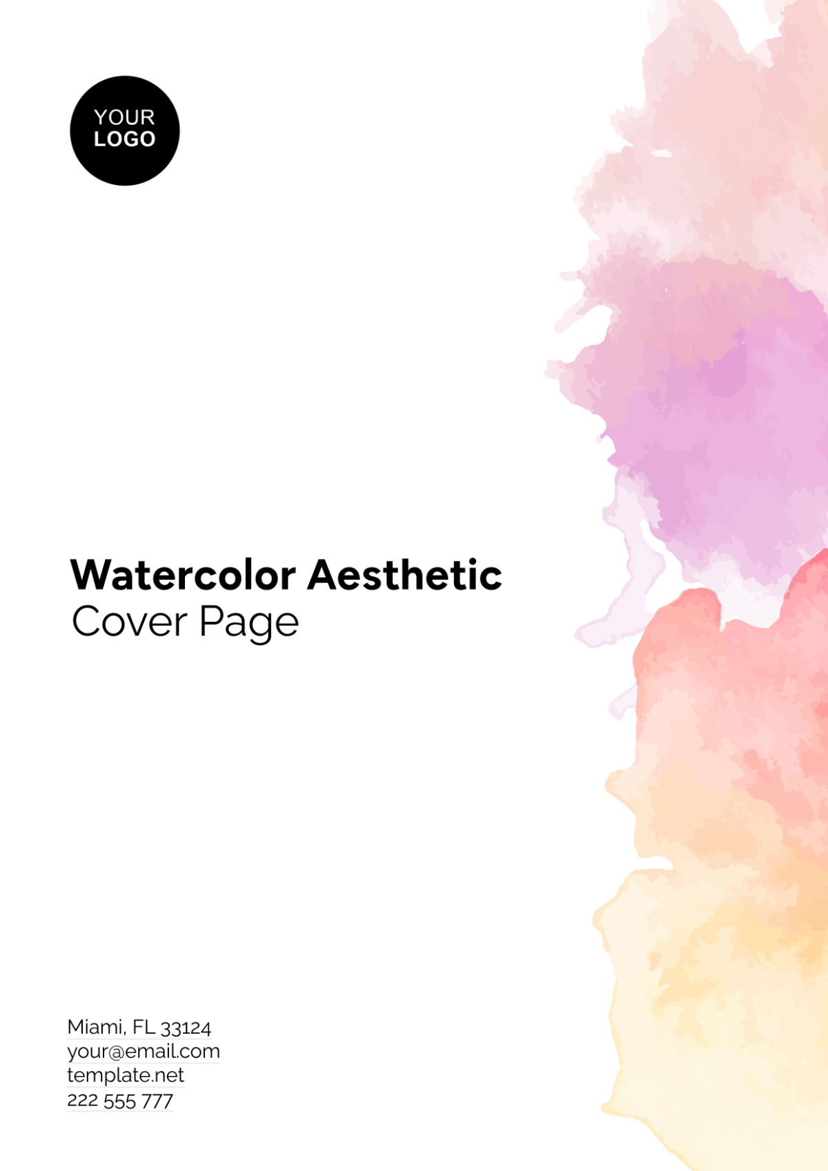 Watercolor Aesthetic Cover Page Template