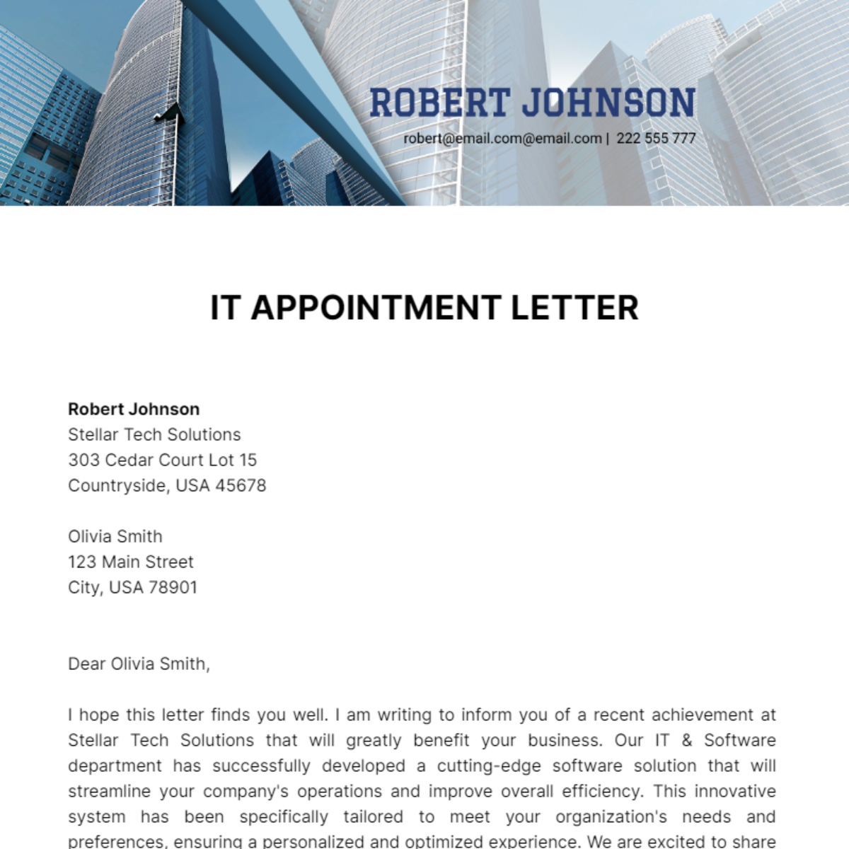 IT Appointment Letter Template