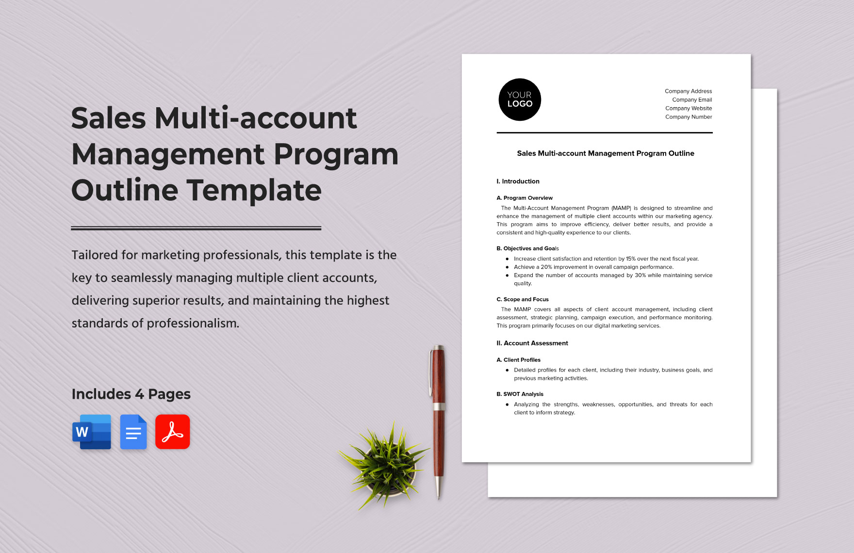 Sales Multi-account Management Program Outline Template in Word, Google Docs, PDF