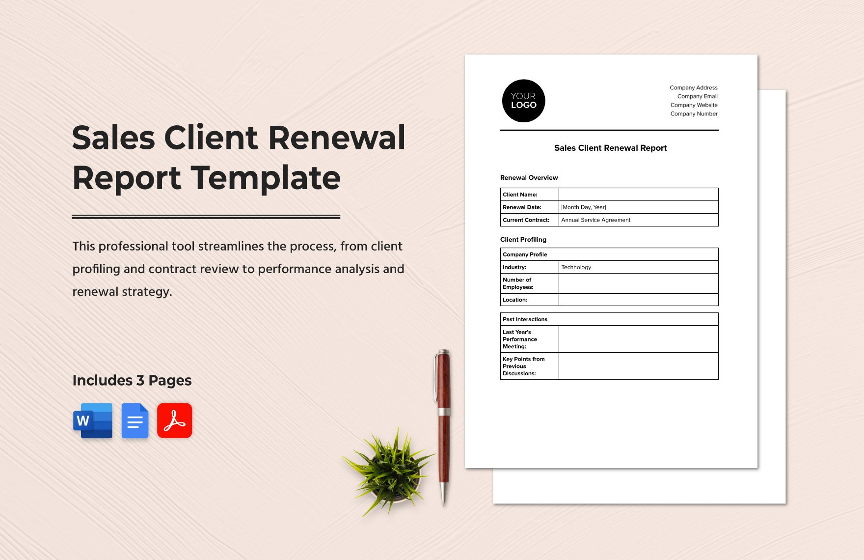 Sales Client Renewal Report Template in Word, Google Docs, PDF