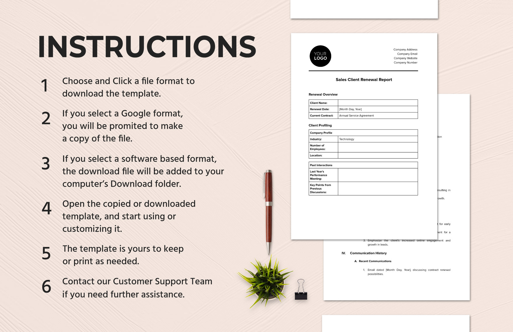 Sales Client Renewal Report Template