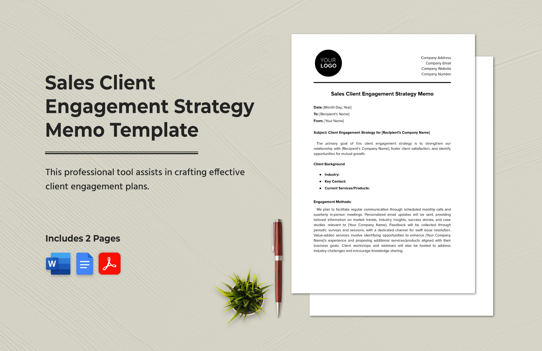 Sales Client Engagement Strategy Memo Template in Word, Google Docs, PDF