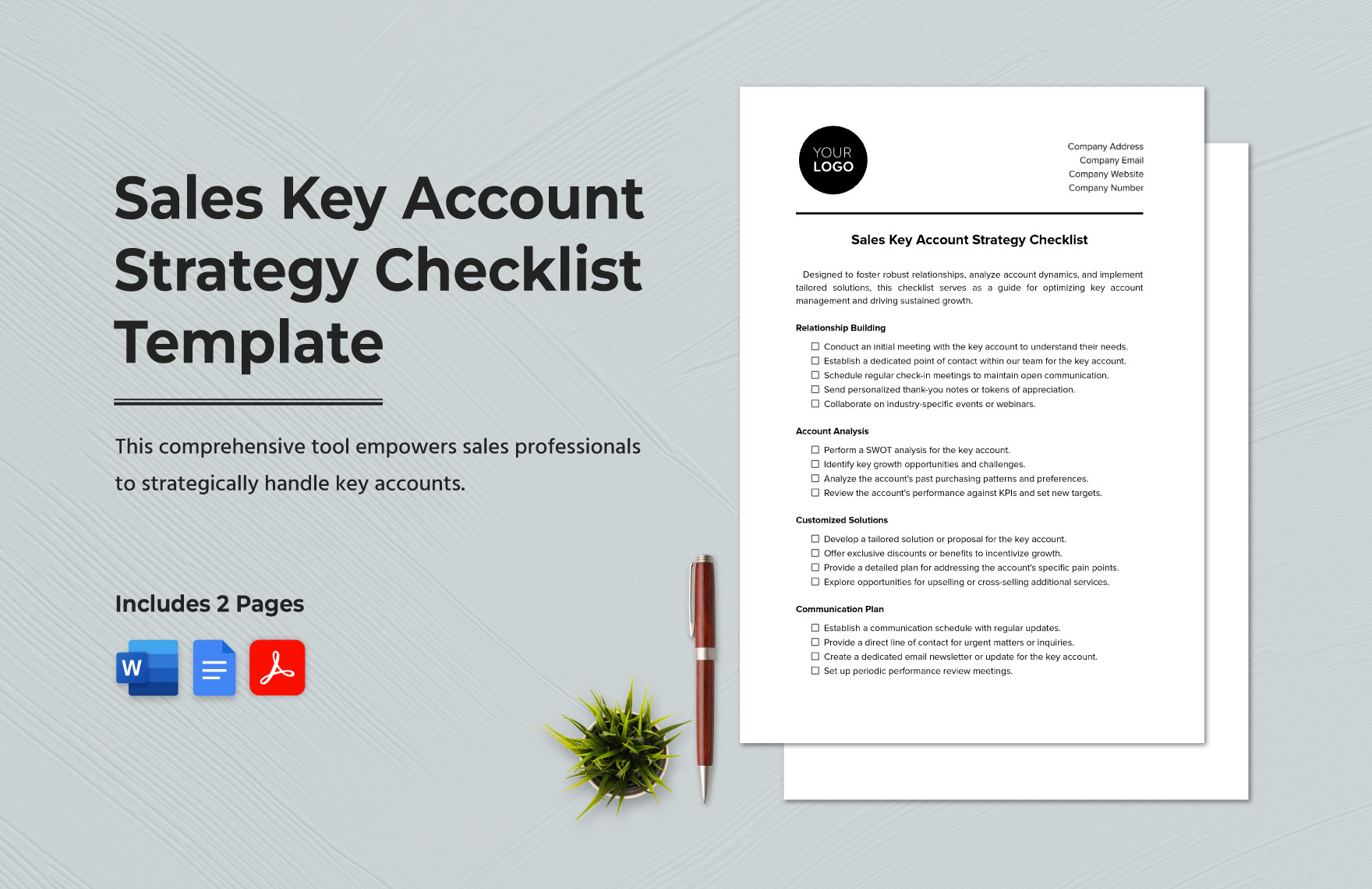 Sales Key Account Strategy Checklist Template in Word, PDF, Google Docs - Download | Template.net