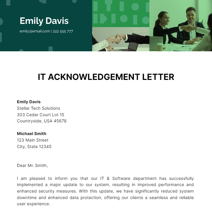 Free IT Acknowledgement Letter Template