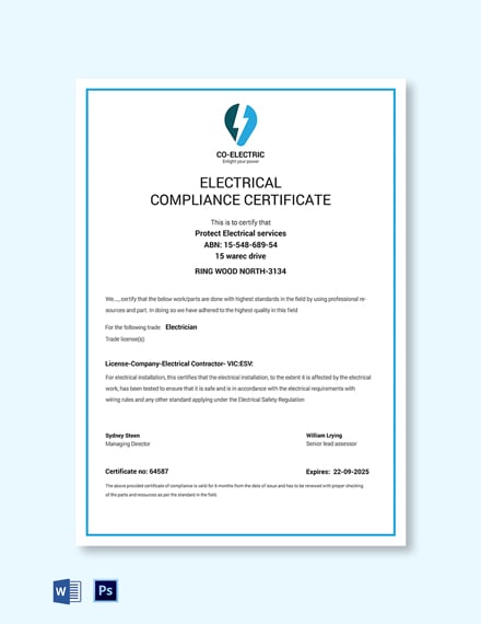 electrical compliance certificate