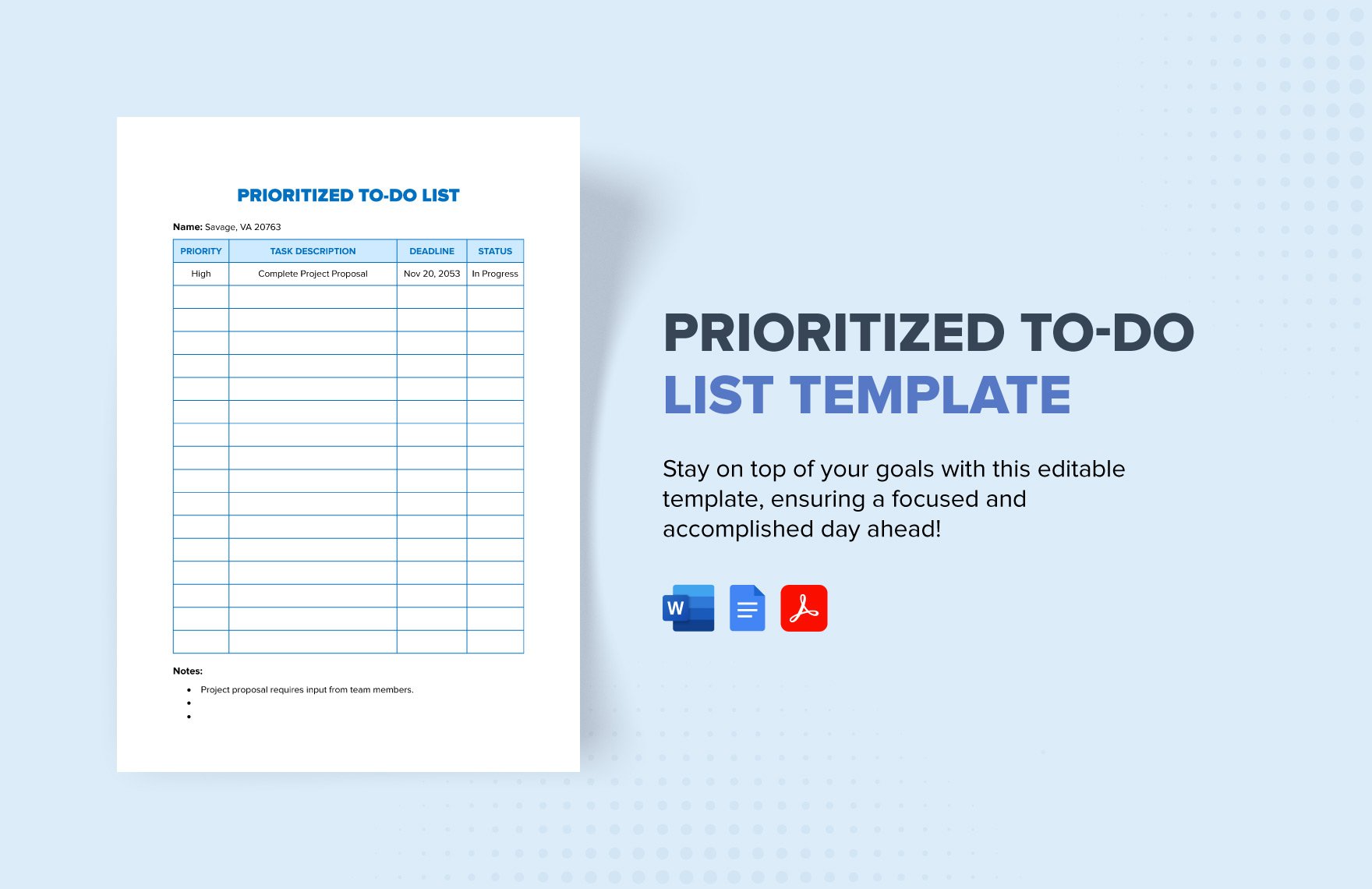 Prioritized To-Do List Template
