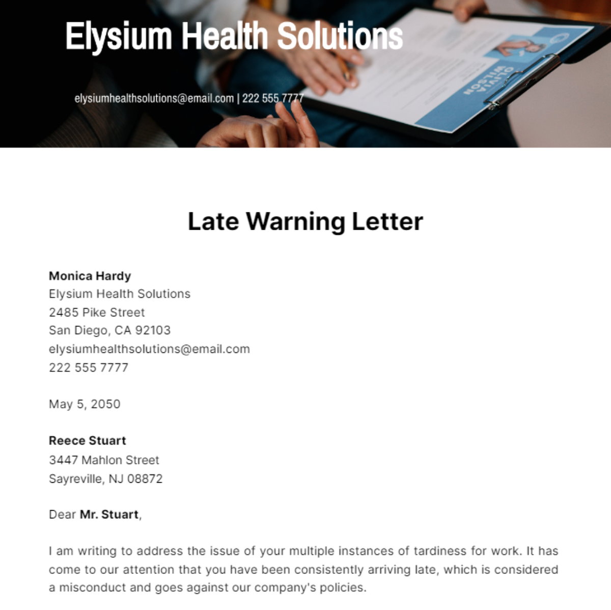 Free Late Warning Letter Template