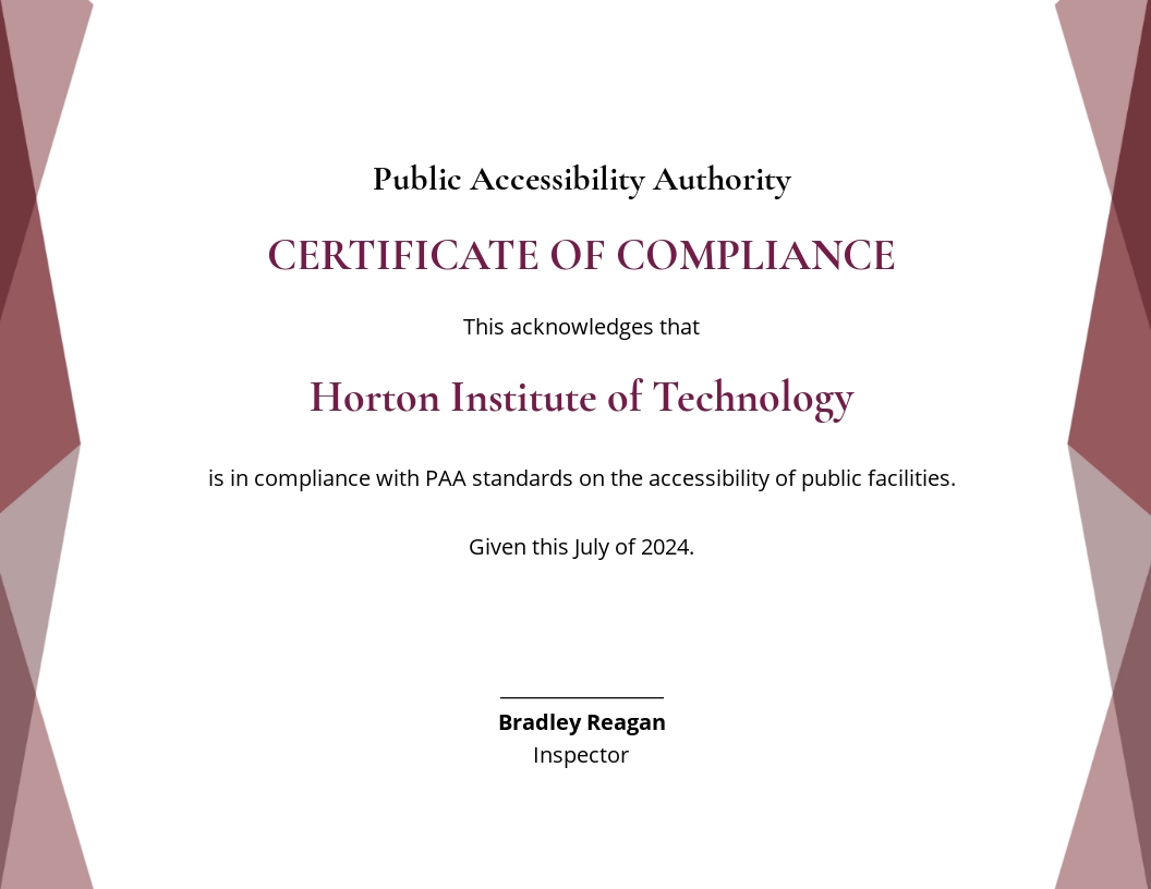 School Compliance Certificate Template - Word, PSD, PDF
