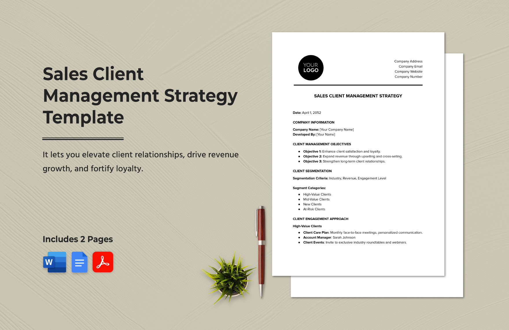 Sales Client Management Strategy Template in Word, Google Docs, PDF