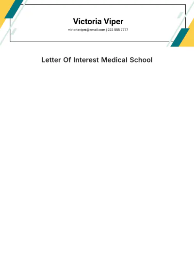 Free Letter Of Interest Medical School Template to Edit Online