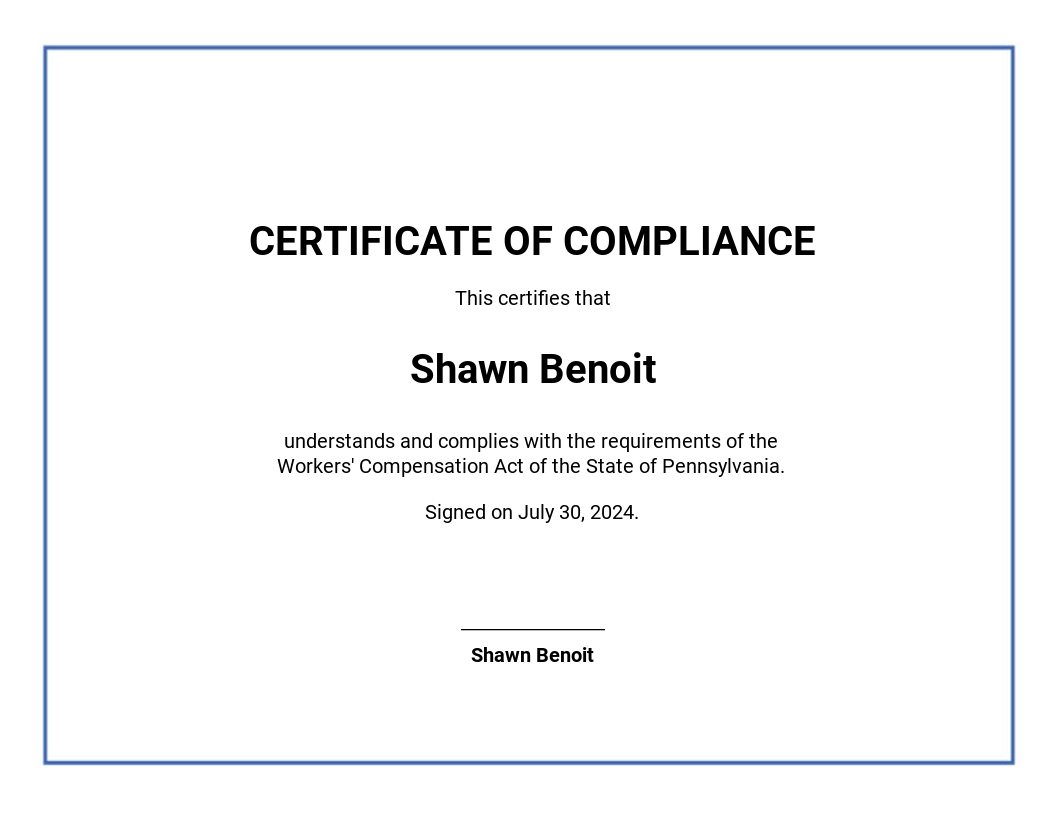 Employee Compliance Certificate Template in Google Docs, Word, PSD Pertaining To Certificate Of Compliance Template