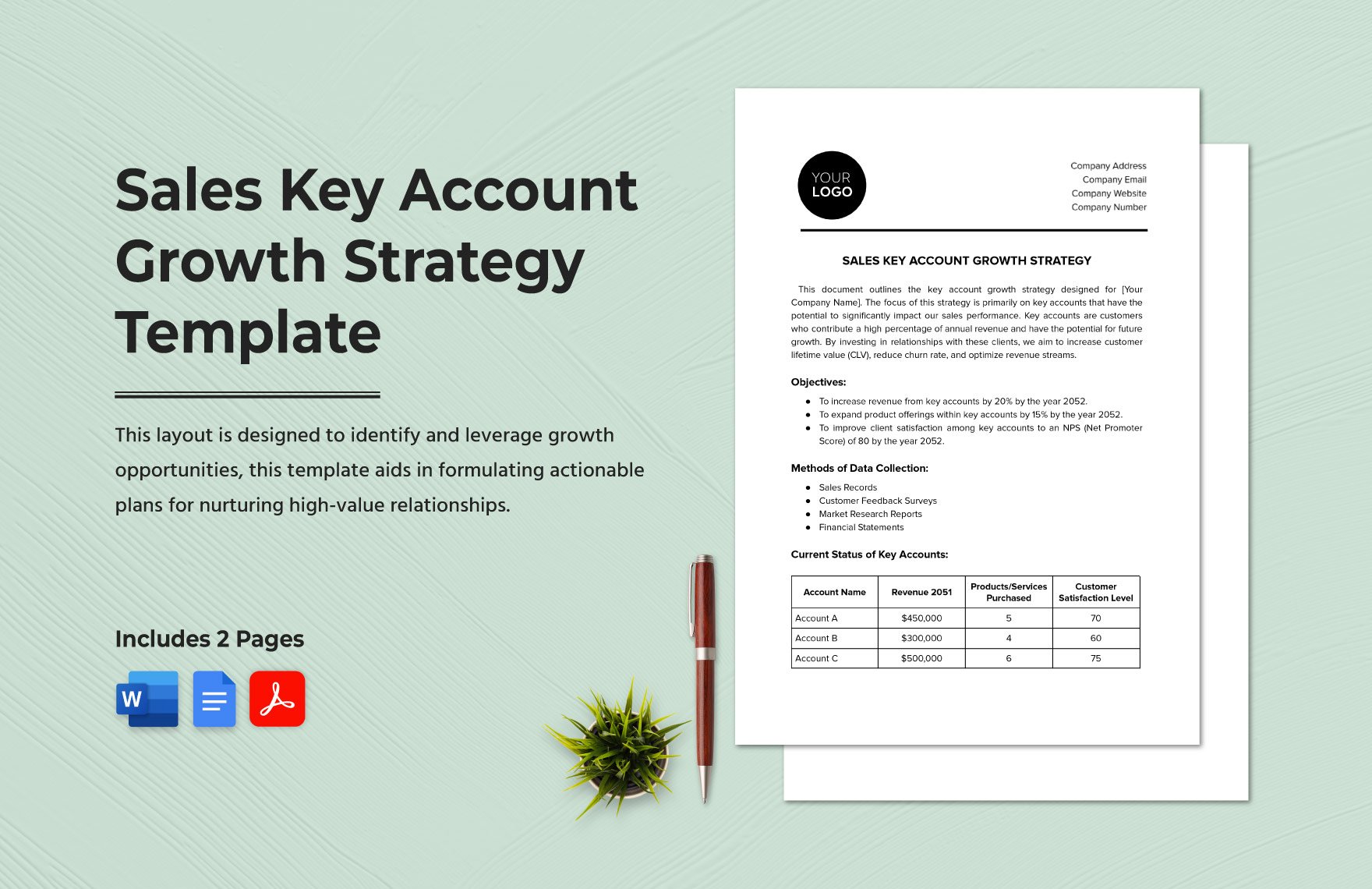 Sales Key Account Growth Strategy Template in Word, Google Docs, PDF