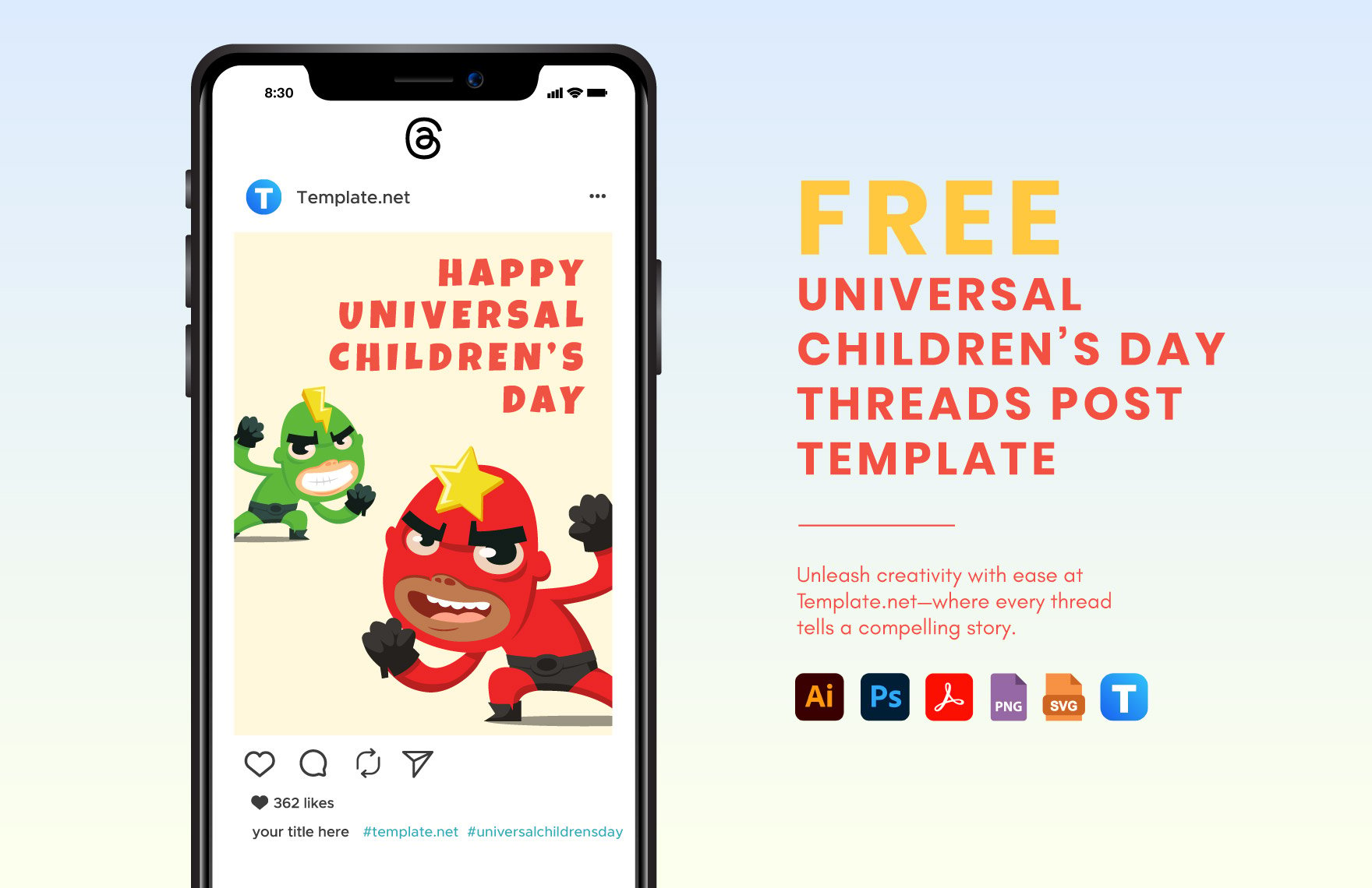 Free Universal Children’s Day Threads Post Template in PDF, Illustrator, PSD, SVG, PNG