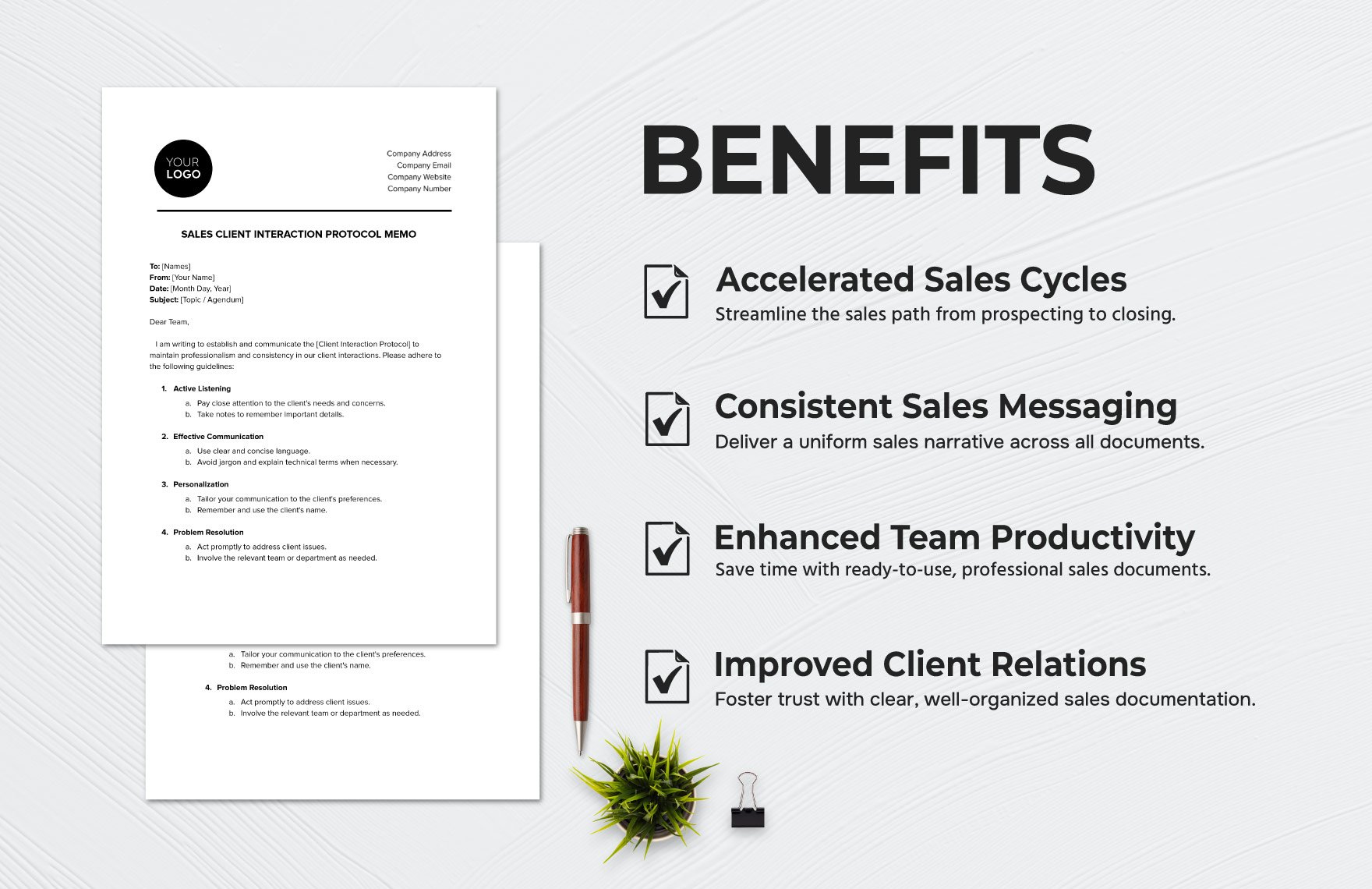 Sales Client Interaction Protocol Memo Template