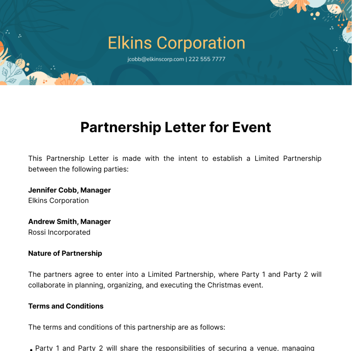 Free Partnership Letter for Event