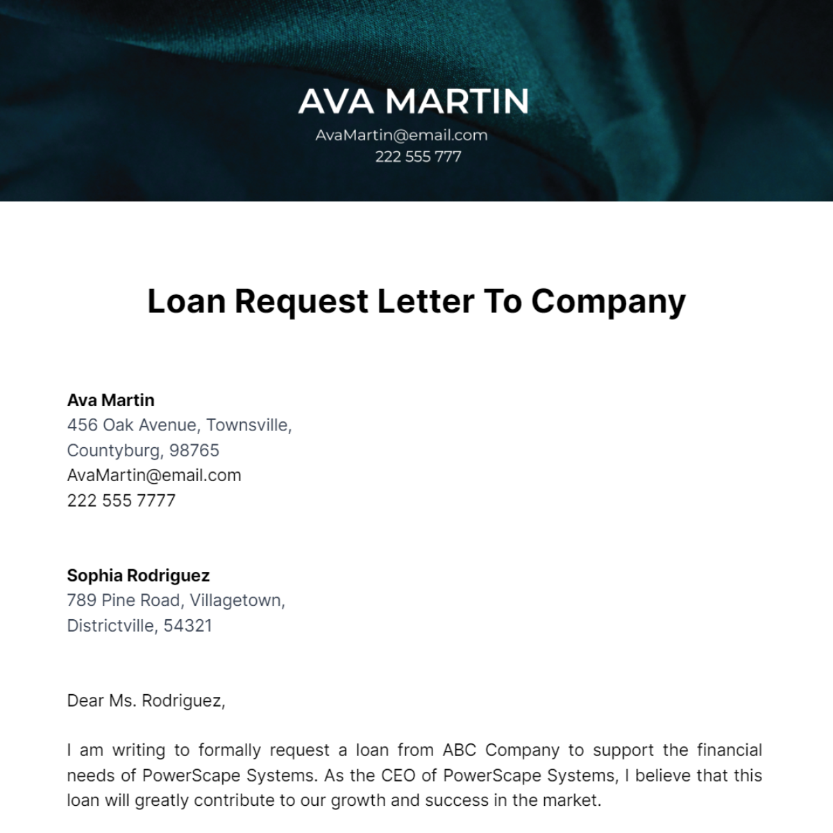 Loan Request Letter To Company Template