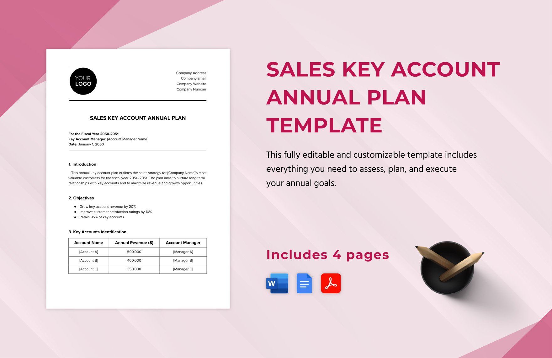 Sales Key Account Annual Plan Template in Word, Google Docs, PDF