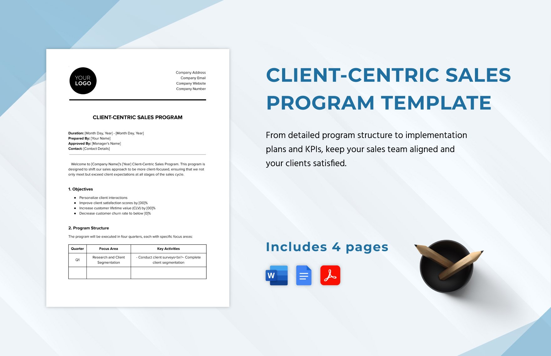 Client-centric Sales Program Template in Word, Google Docs, PDF