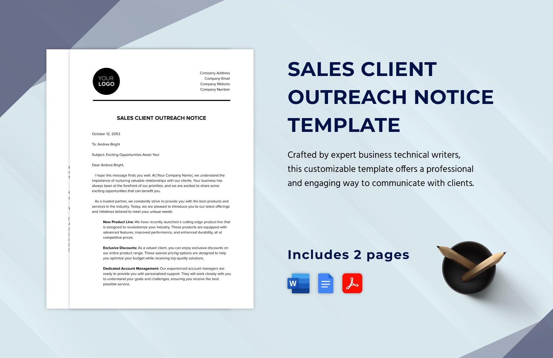 Sales Client Outreach Notice Template in Word, Google Docs, PDF