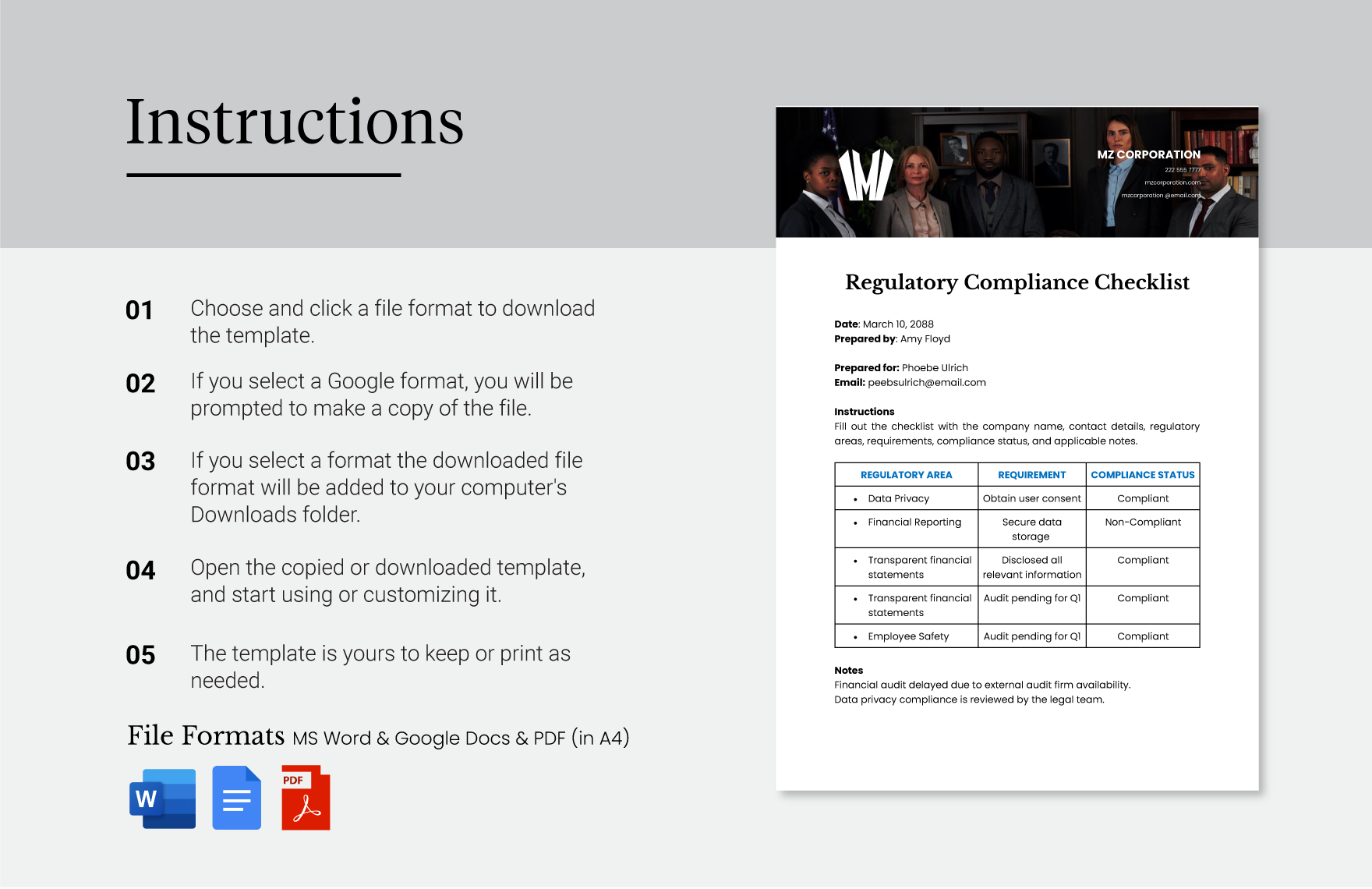 Regulatory Compliance Checklist Template