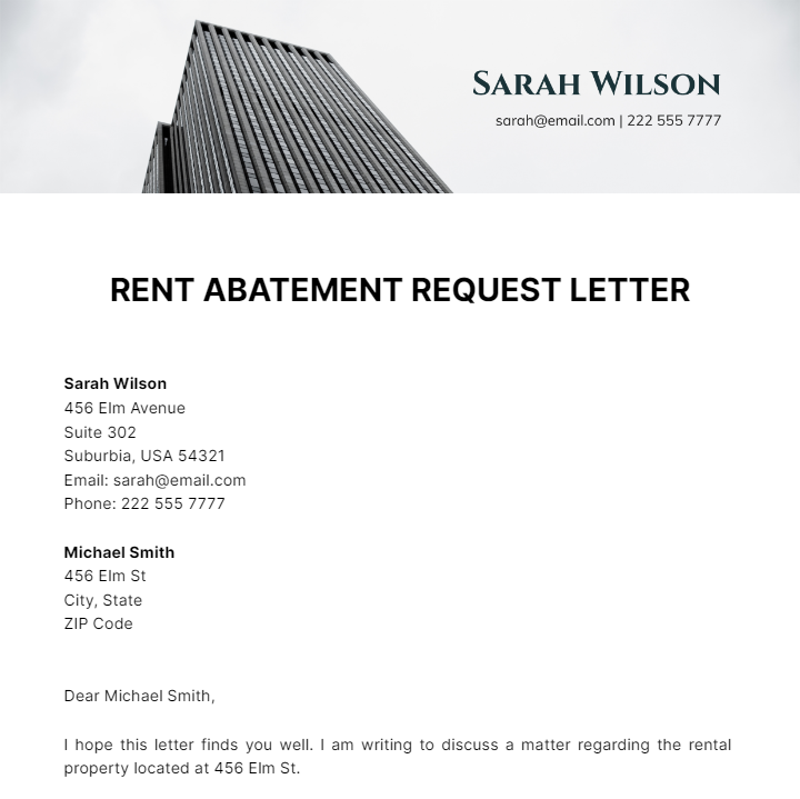 Rent Abatement Request Letter Template