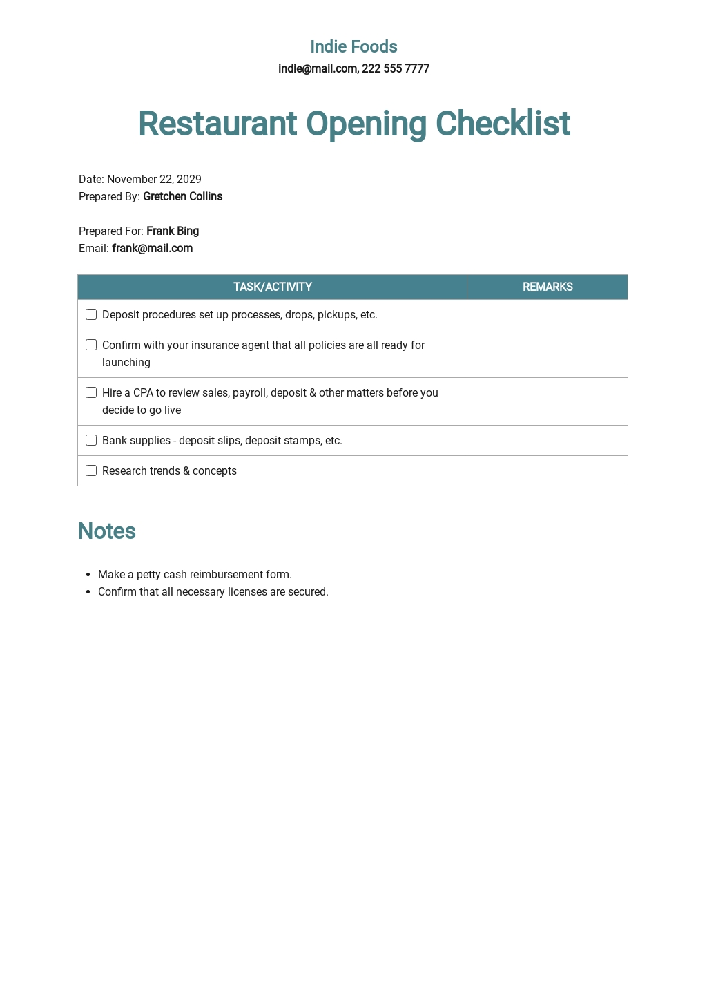 FREE Checklist Form Templates [Edit & Download] | Template.net