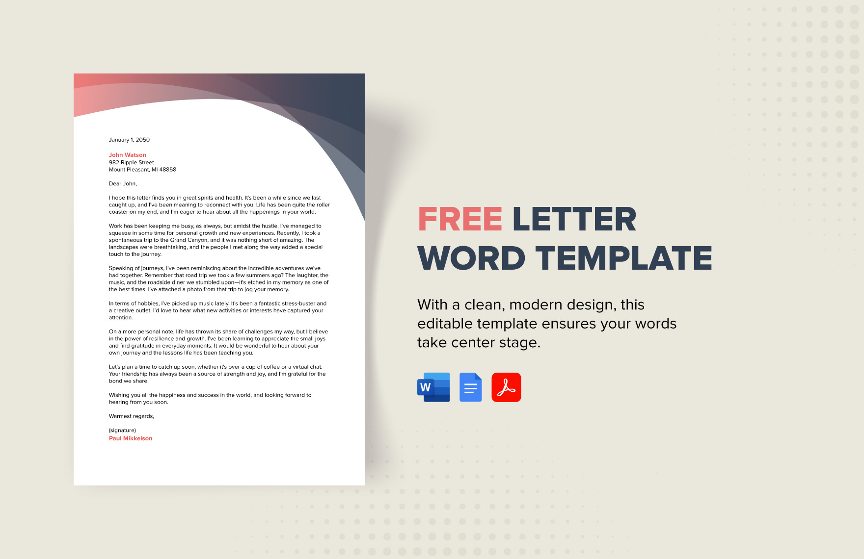 Free Letter Word Template in Word, Google Docs, PDF