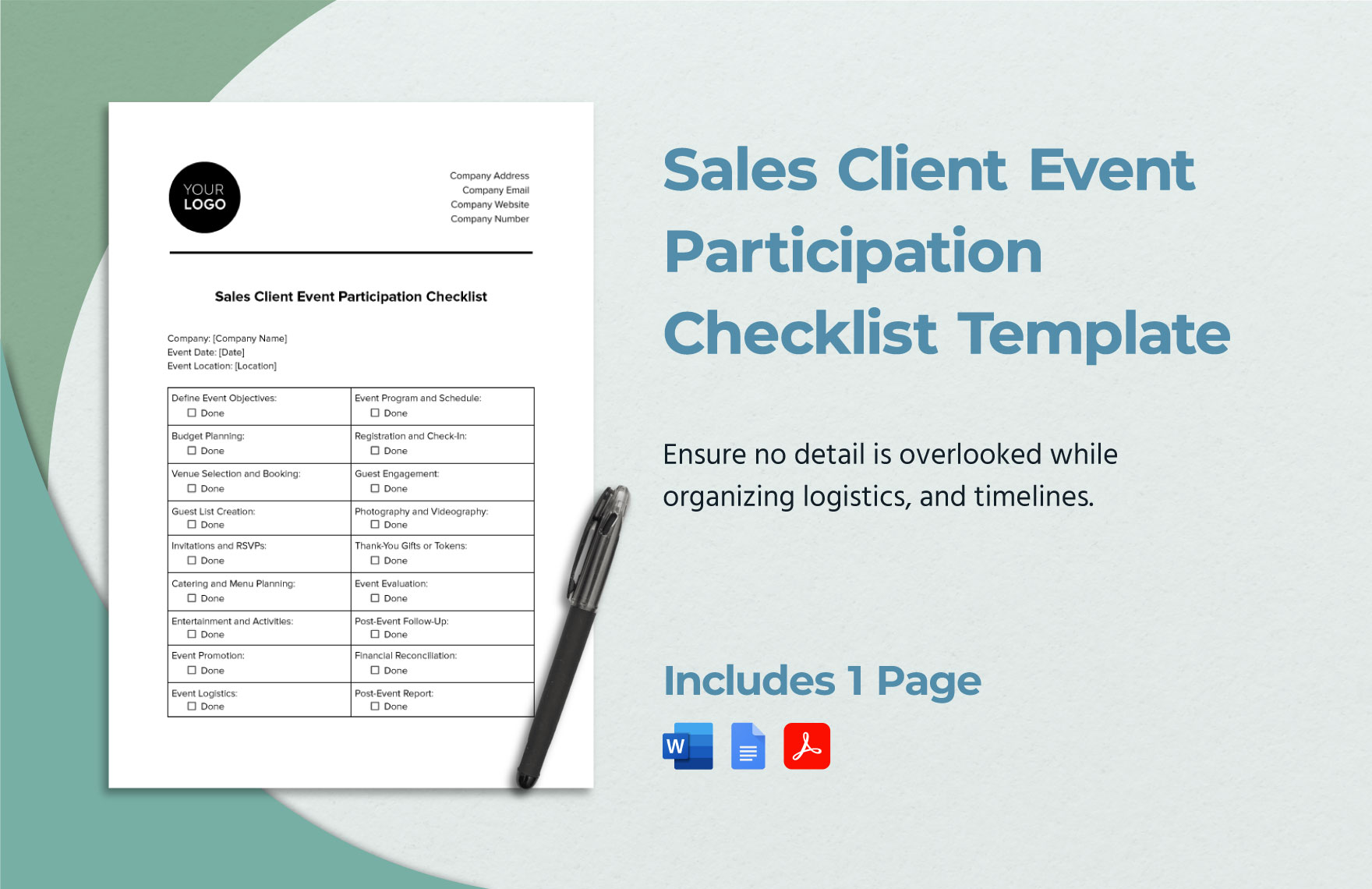 Sales Client Event Participation Checklist Template in Word, Google Docs, PDF