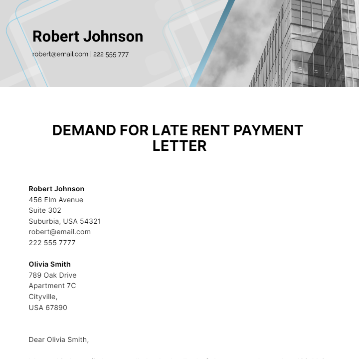 Demand For Late Rent Payment Letter Template