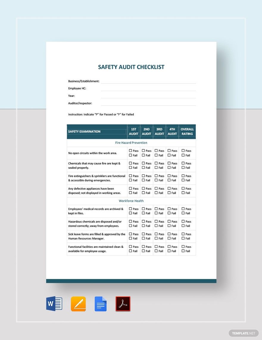 Safety Audit Checklist Template