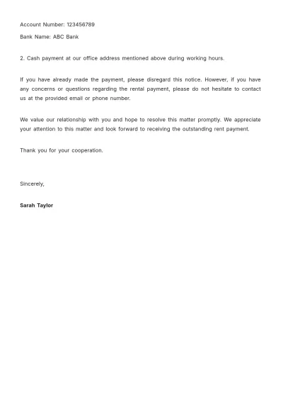Free Notice to Pay Rent Letter Template to Edit Online