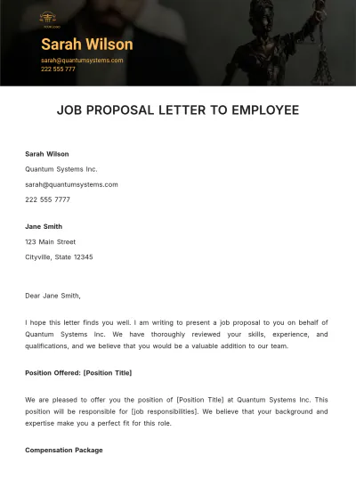 Free Job Proposal Letter To Employee Template to Edit Online