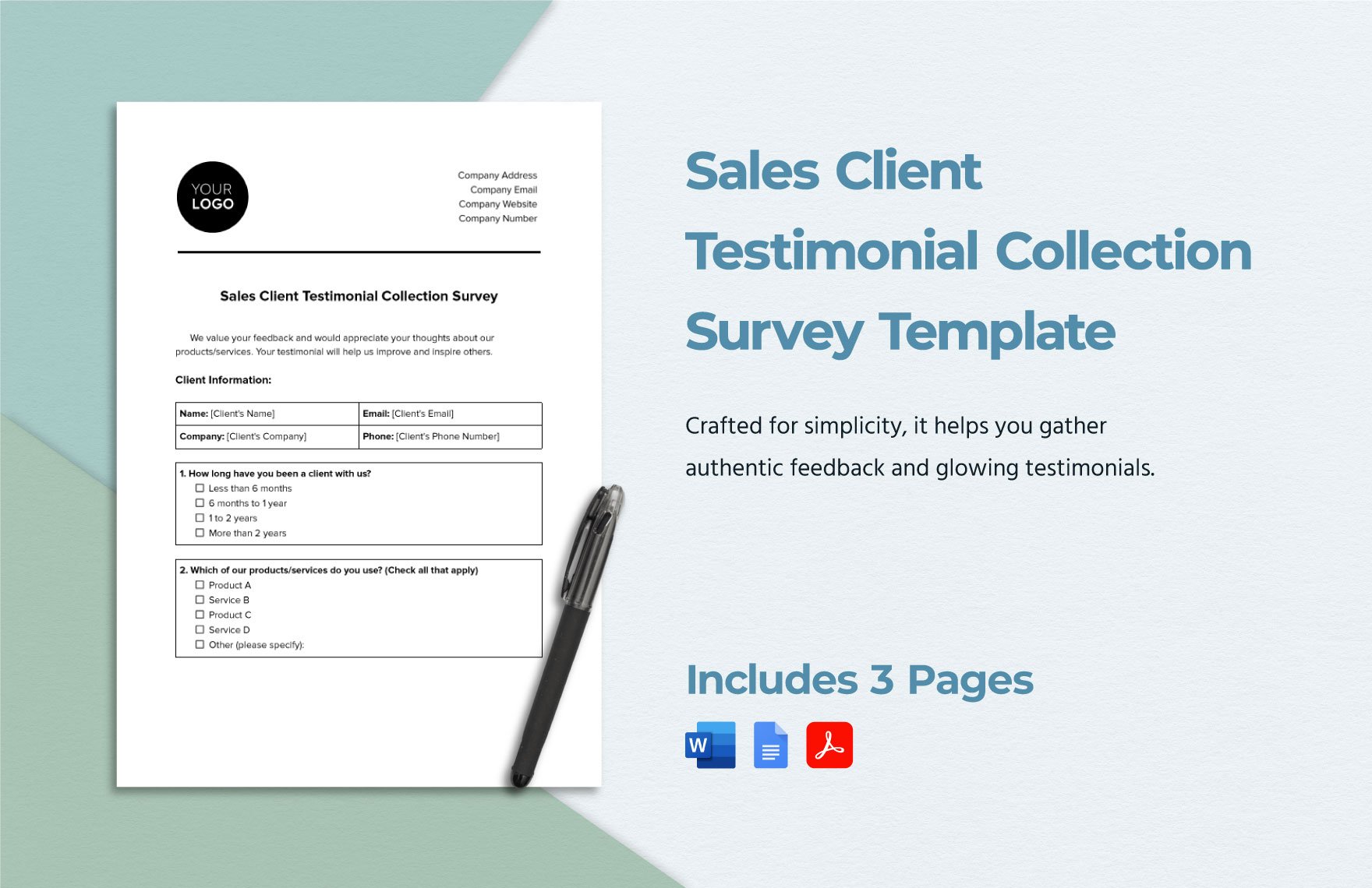 Sales Client Testimonial Collection Survey Template
