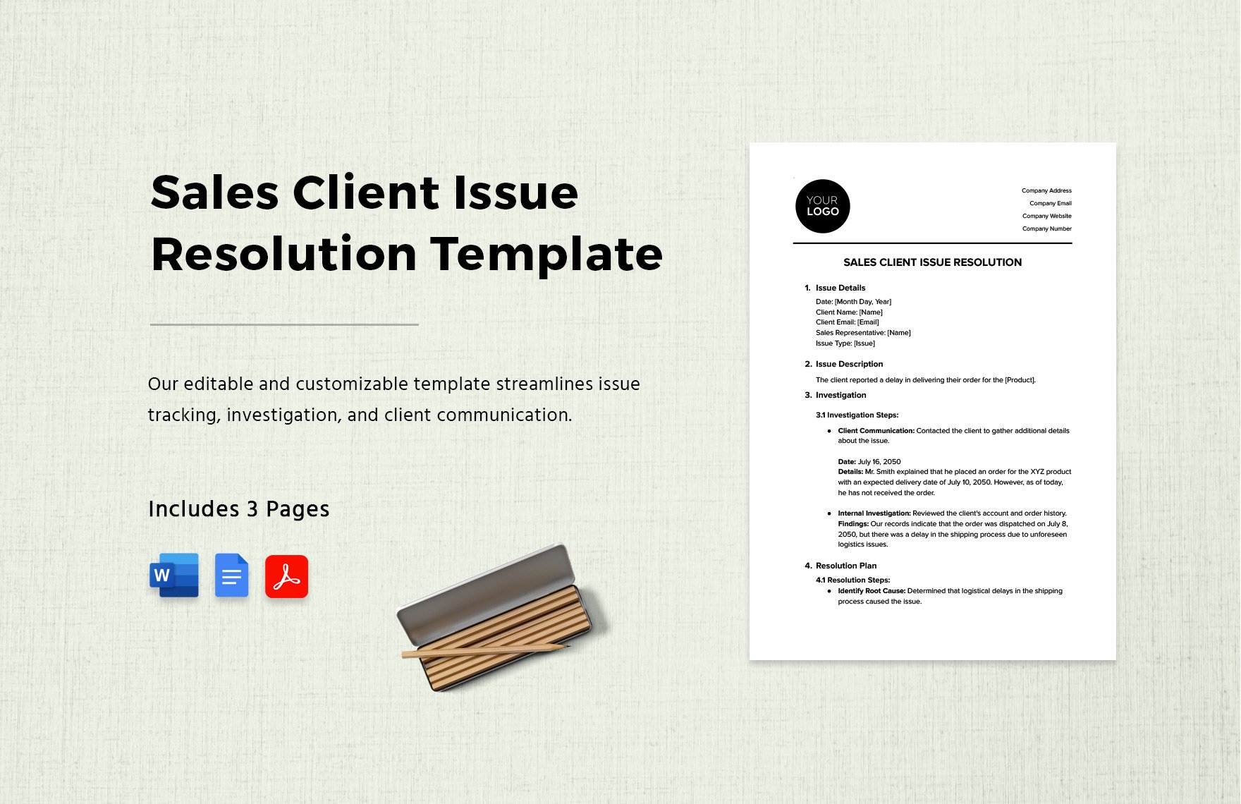 Sales Client Issue Resolution Template in Word, Google Docs, PDF