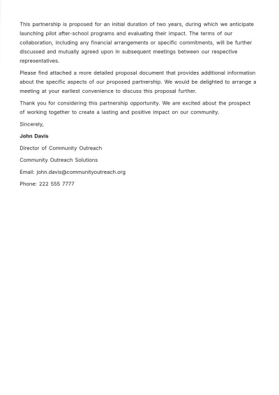 Free Community Partnership Letter Template to Edit Online