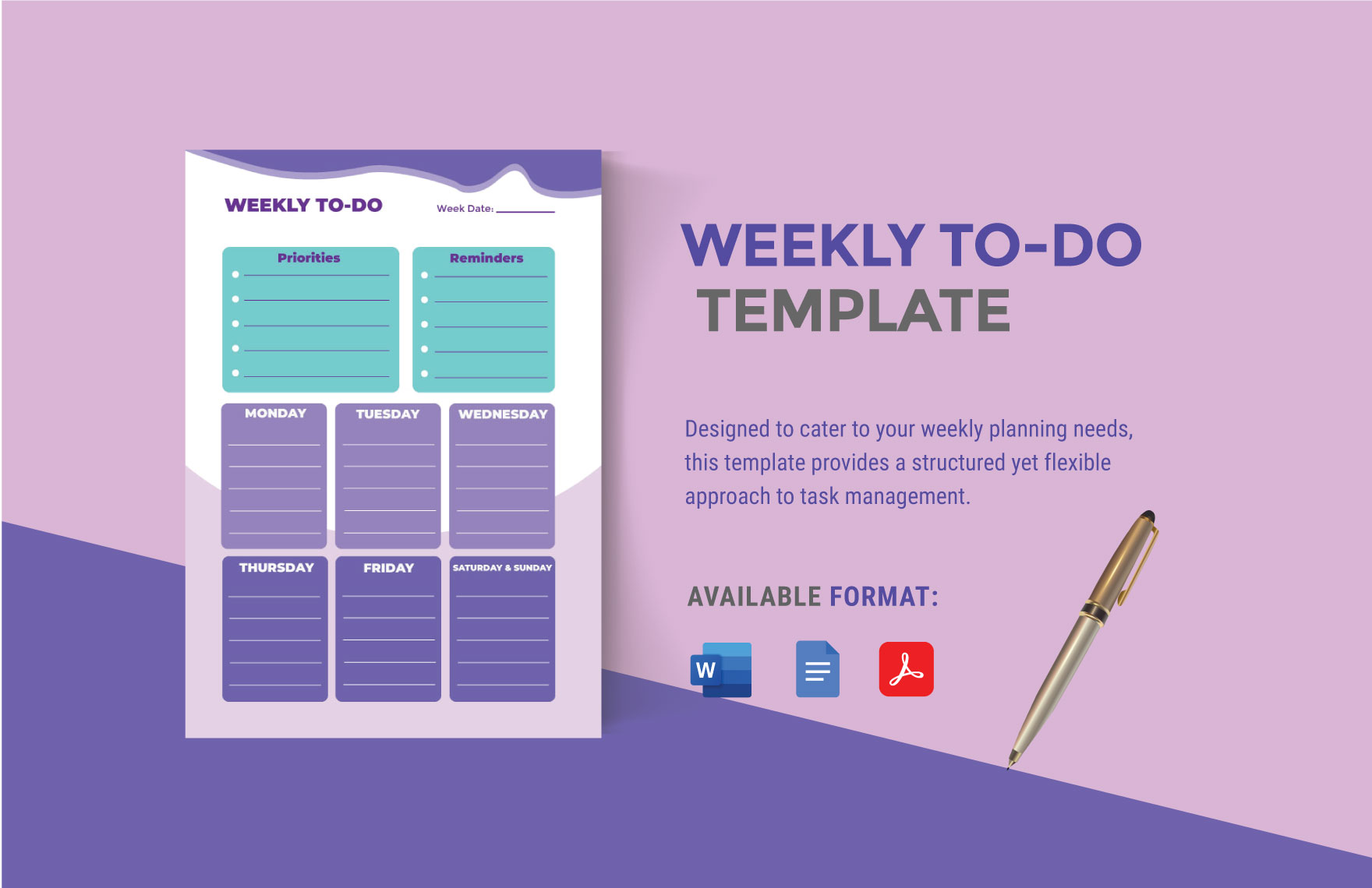 Free Weekly To-Do  Template in Word, Google Docs, PDF