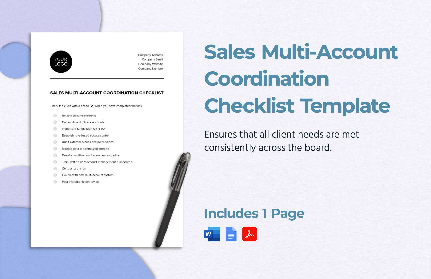 Sales Multi-Account Coordination Checklist Template