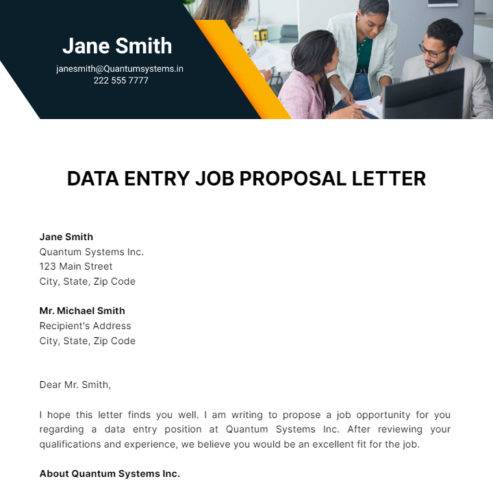 Data Entry Job Proposal Letter Template - Edit Online & Download