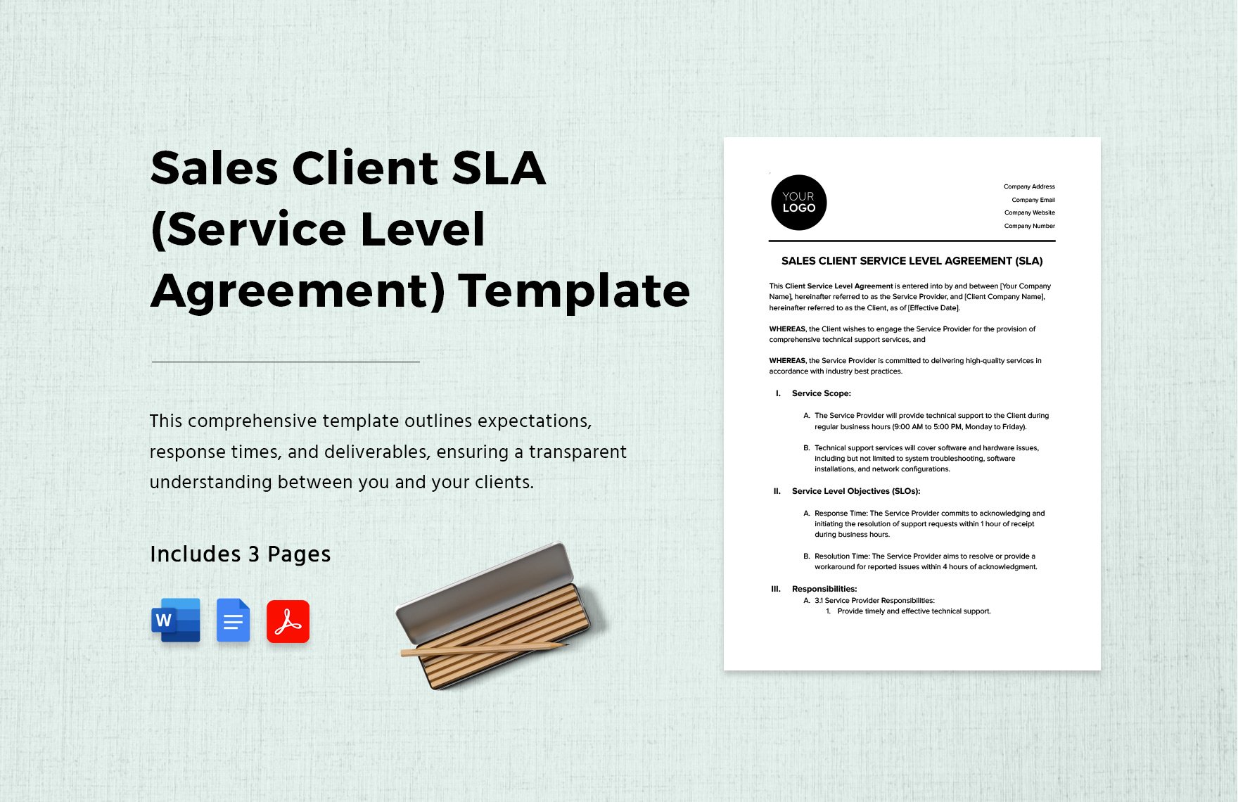 Sales Client SLA (Service Level Agreement) Template in Word, Google Docs, PDF