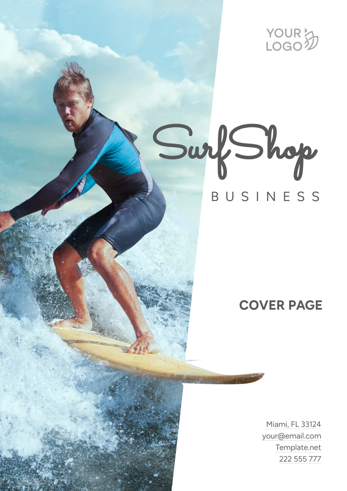 Surf Shop Business Cover Page Template