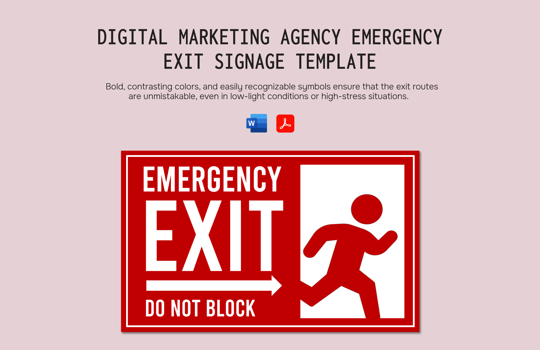 Digital Marketing Agency Emergency Exit Signage Template