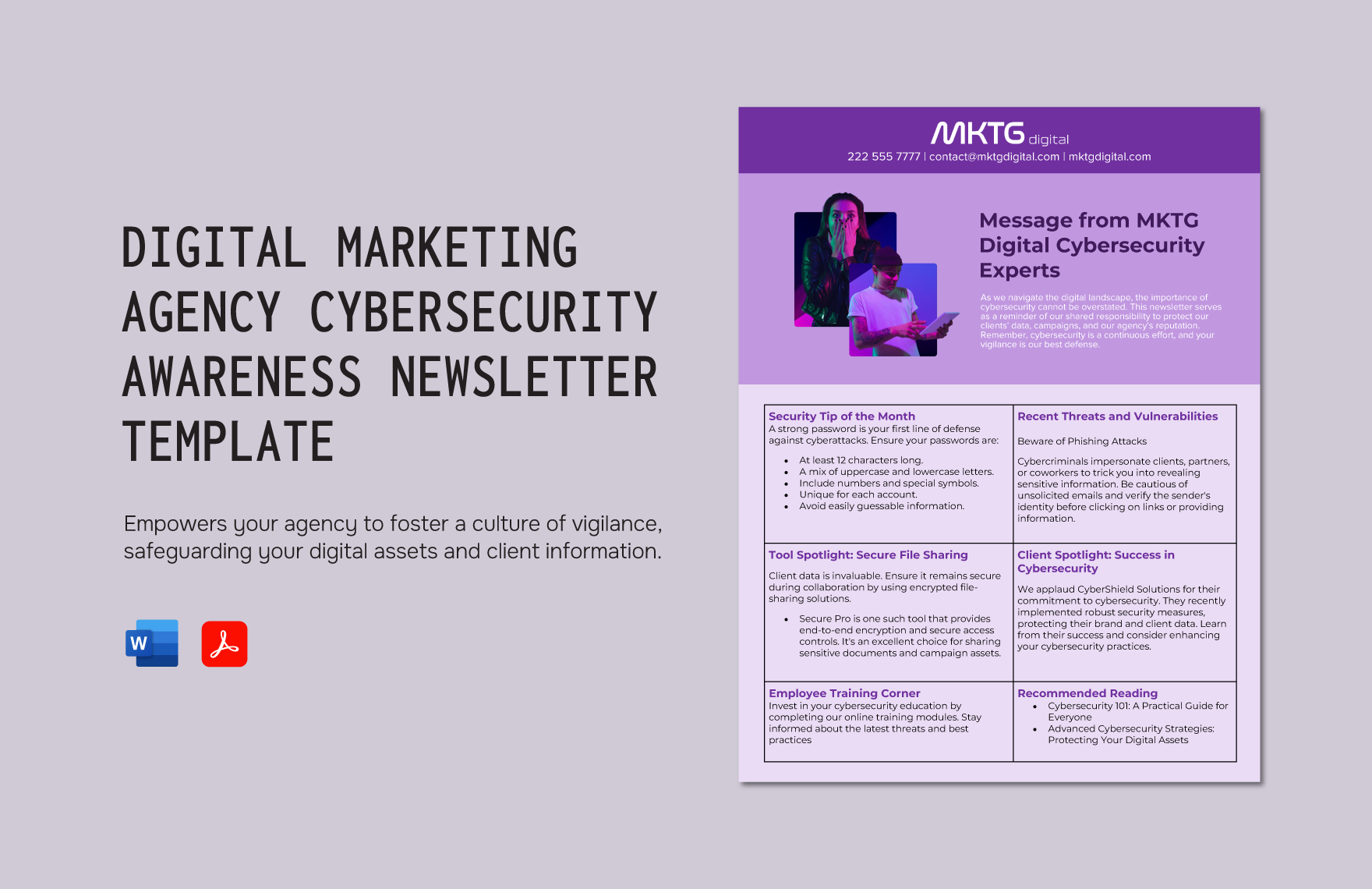 Digital Marketing Agency Cybersecurity Awareness Newsletter Template