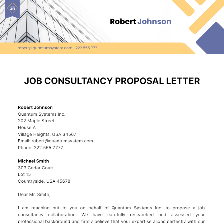 Job Consultancy Proposal Letter Template - Edit Online & Download