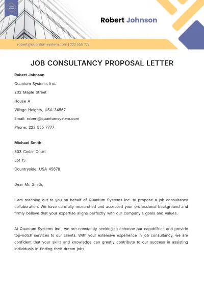 Free Job Consultancy Proposal Letter Template to Edit Online