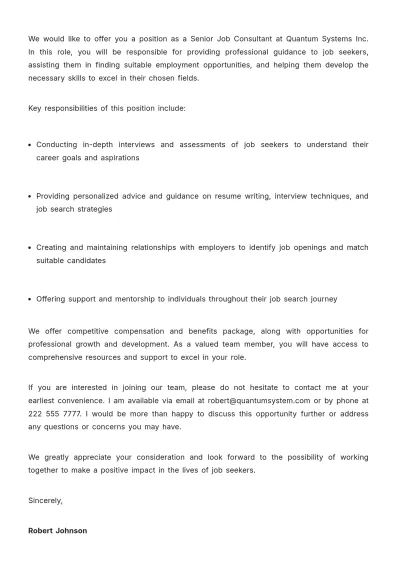 Free Job Consultancy Proposal Letter Template to Edit Online
